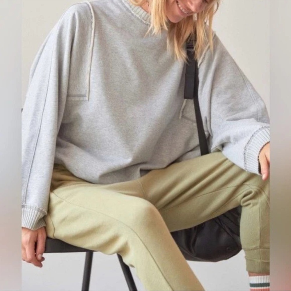 Free People Movement Finish Line Sweatshirt Crewneck In Heather Grey | Medium